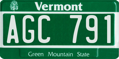 VT license plate AGC791