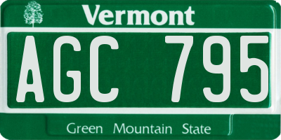 VT license plate AGC795