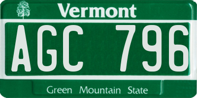 VT license plate AGC796