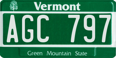 VT license plate AGC797