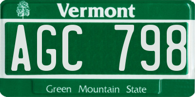 VT license plate AGC798