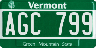 VT license plate AGC799