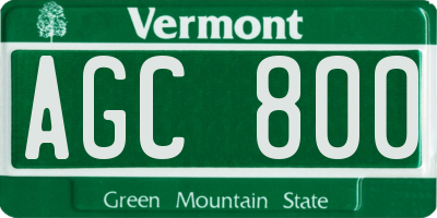 VT license plate AGC800