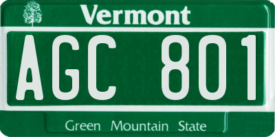 VT license plate AGC801