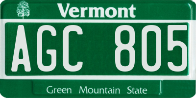 VT license plate AGC805