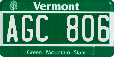 VT license plate AGC806