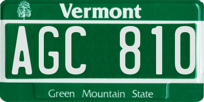 VT license plate AGC810