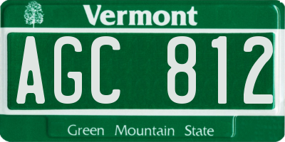 VT license plate AGC812