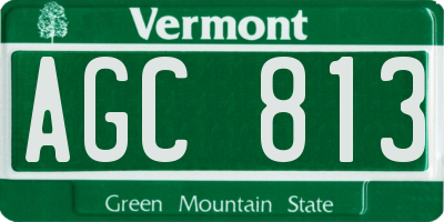 VT license plate AGC813