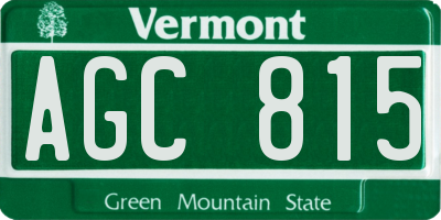 VT license plate AGC815