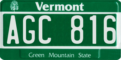 VT license plate AGC816