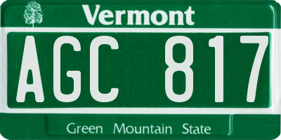 VT license plate AGC817