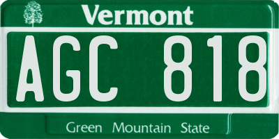 VT license plate AGC818