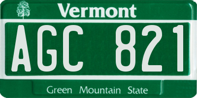 VT license plate AGC821