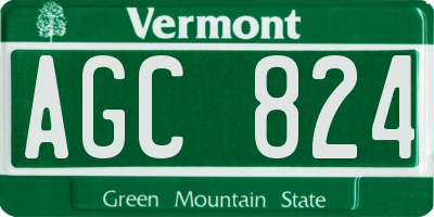 VT license plate AGC824