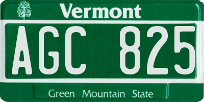 VT license plate AGC825