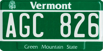 VT license plate AGC826