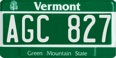 VT license plate AGC827