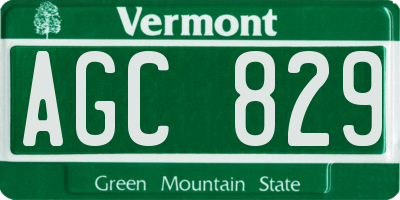 VT license plate AGC829
