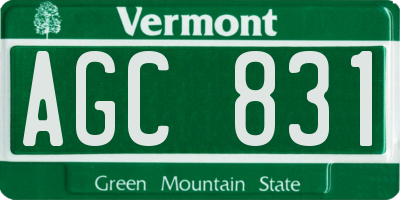 VT license plate AGC831