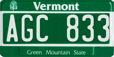 VT license plate AGC833