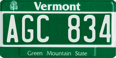 VT license plate AGC834