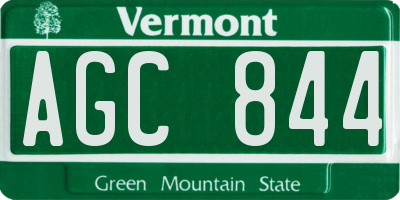 VT license plate AGC844