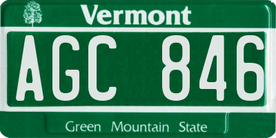 VT license plate AGC846