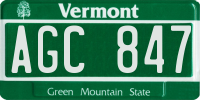 VT license plate AGC847