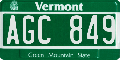 VT license plate AGC849