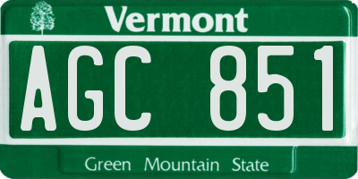 VT license plate AGC851