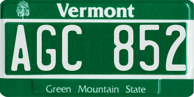 VT license plate AGC852