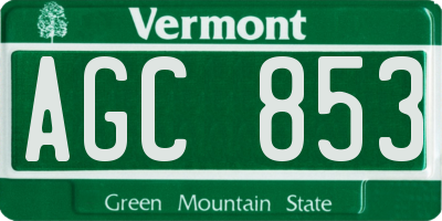 VT license plate AGC853