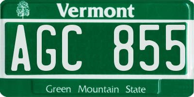 VT license plate AGC855