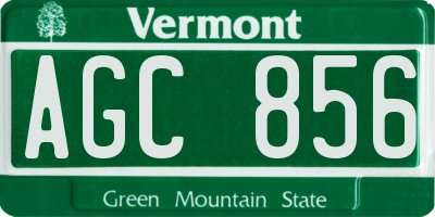 VT license plate AGC856