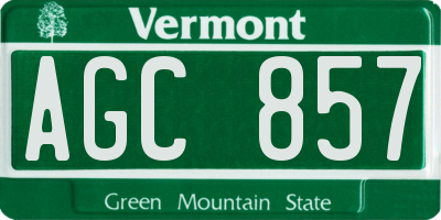 VT license plate AGC857