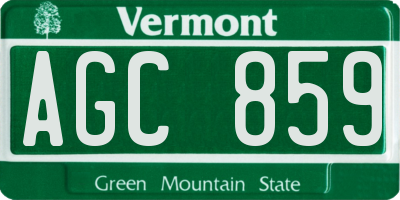 VT license plate AGC859