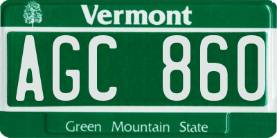 VT license plate AGC860