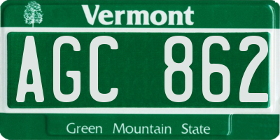 VT license plate AGC862