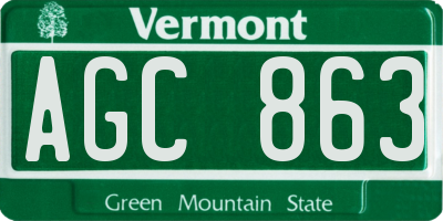 VT license plate AGC863