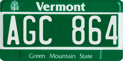VT license plate AGC864