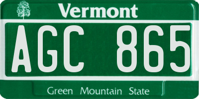 VT license plate AGC865