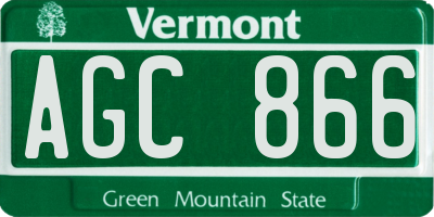 VT license plate AGC866