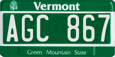 VT license plate AGC867