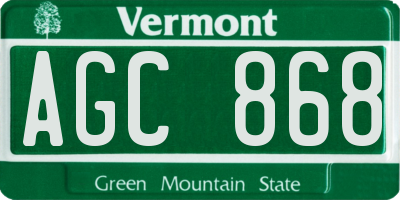 VT license plate AGC868
