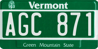 VT license plate AGC871