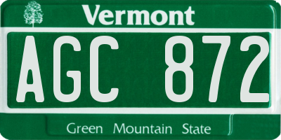 VT license plate AGC872