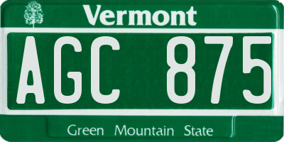 VT license plate AGC875