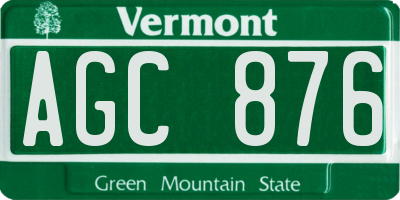 VT license plate AGC876