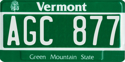 VT license plate AGC877
